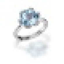 3.40CT 6 Prong Setting Natural Rose Quartz Blue Topaz Forever Rings 925 Sterling Silver for Women Bridal Fine Jewelry